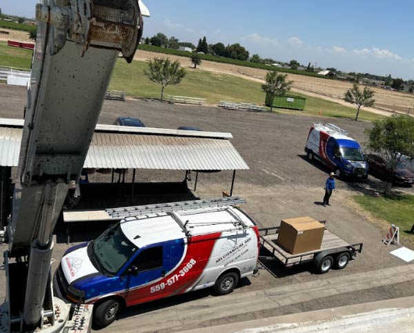 top view of the installation of ac unit in commercial property by mechanical air