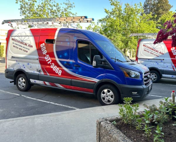 professional branded truck of mechanical air, hvac masters